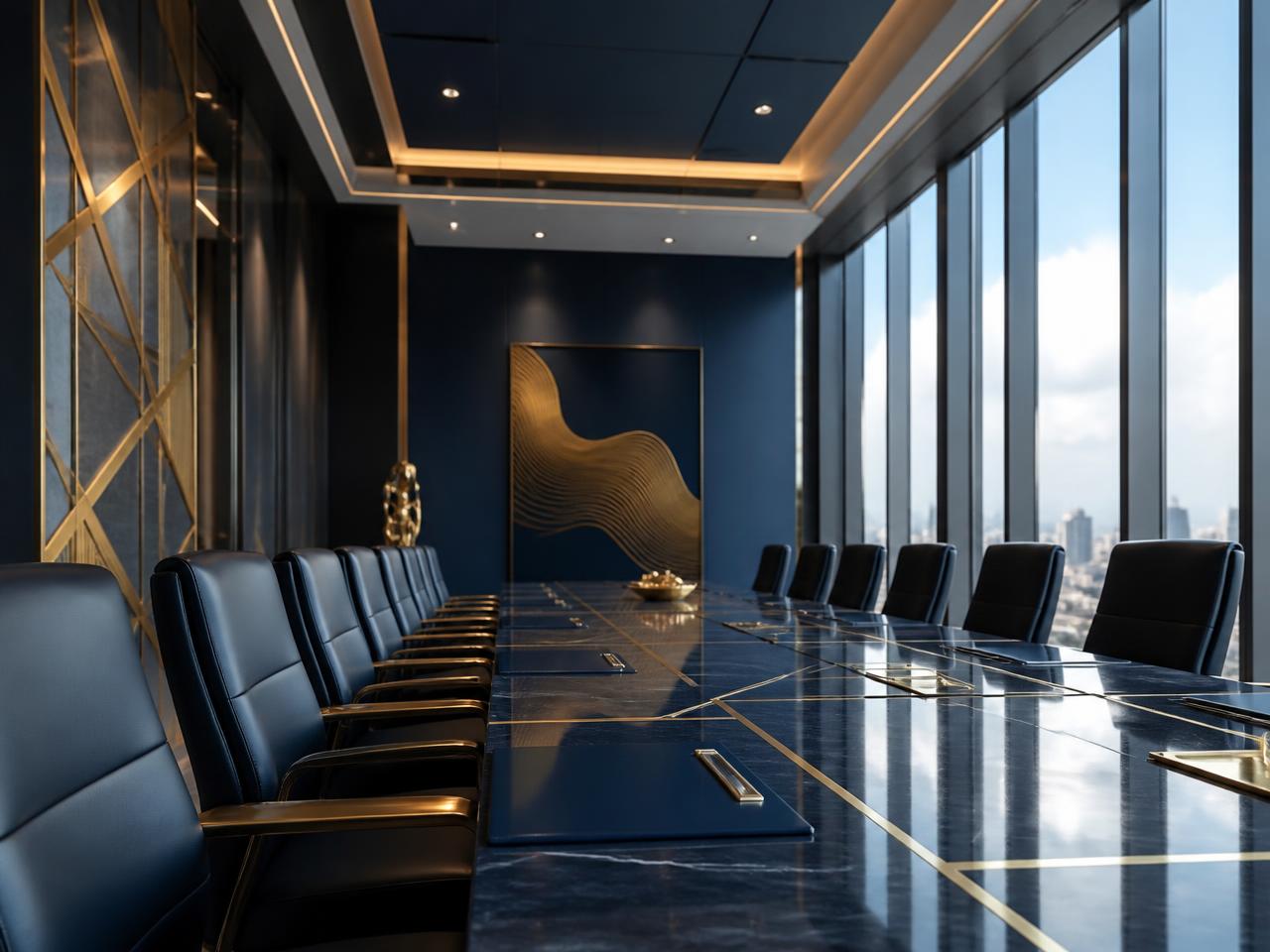 Absolute Royal Group corporate boardroom in royal blue and gold